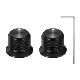 sourcing map 2 Pcs Aluminium Potentiometer Knobs, 3/16" (4mm) Universal Volume Tone Control Knobs for Guitar, Bass, 3/4" Black