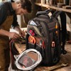 WELKINLAND 36-Pockets Electrician Backpack, Hard-Based HVAC Backpacks, Waxed-Canvas Technician Backpack,