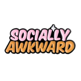 Socially Awkward Enamel Pin brooch Metal Badge for Social Phobia,Social Anxiety Disorder, Metal, no gemstone