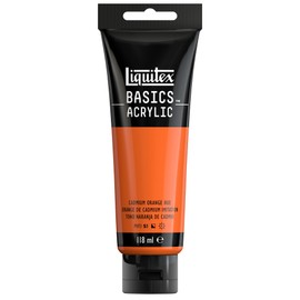 Liquitex 8870037 Basics - Pittura acrilica, Pigmenti per artisti monopigmentati, Resistente alla luce, durevole nel tempo, Finitura satinata, Tubo da 118 ml - Arancio Di Cadmio Imitazione