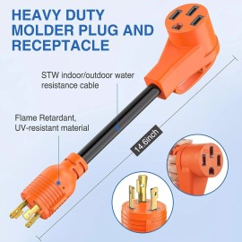 Nilight RV Generator Adapter Cord 30 Amp to 50 Amp 3 Prong Pure Copper