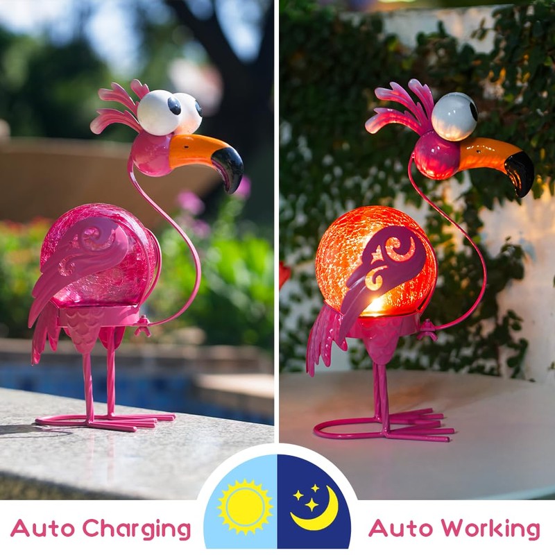 YELENEW Flamingo Solar Lights Outdoor,Pink Flamingos for Yard Outside Decor