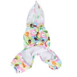 Pet Hoodie Raincoat Reflective 4 Legged Fully Wrapped Comfortable Breathable Cute Dog Rain Jacket for Pet Supplies Cartoon Green L