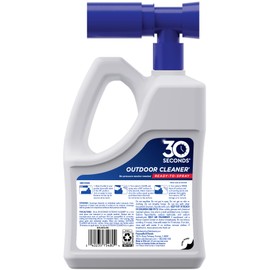 30 Seconds Outdoor Cleaner | Cleans Moss & Algae Stains from House, Vinyl Siding, Deck, Patio, Fence - 3 Capped Bottles, 1 Hose End Spray Attachment (64 Fl Oz (Pack of 3)