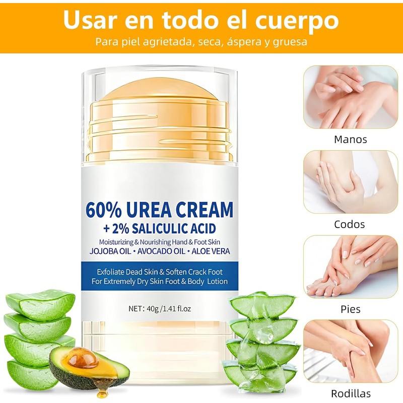 2pcs Crema con Urea 60 para Pies, Hidratante Pies Resecos