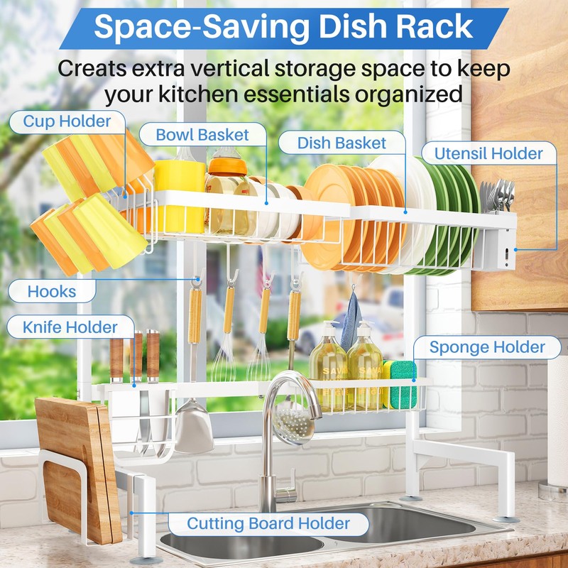 Over The Sink Dish Drying Rack - Adjustable Dish Rack