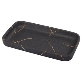 Nicole Miller - Vanity Tray, Resin Countertop Accessories, Dorm Room Essentials (Sydney Collection, Black/Gold)