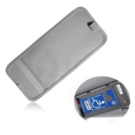 Gasedin Handicap Placard Holder for Car, 13.8"×5.9" Transparent Parking Placard Pocket for Sun Visor, Parking Permit Protector with Pen Holder & Elastic Strap, Car Accessories (Gray)