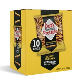 Dot's Pretzels Honey Mustard Seasoned Pretzel Twists, Healthy Kids Snacks, 1oz Grocery Sized Bag (10 Count)