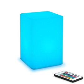 Mr.Go 6-inch Dimmable LED Night Light Mood Lamp for Kids and Adults - 16 RGB Colors - 5 Level Dimming - 4 Lighting Effects - Rechargeable - Remote Control - Decorative - Fun and Safe - White Cube