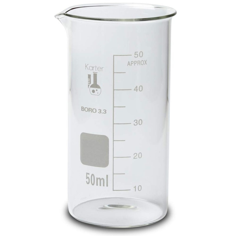 Glass Tall Form Beaker Set, 5 Sizes - 50, 100,
