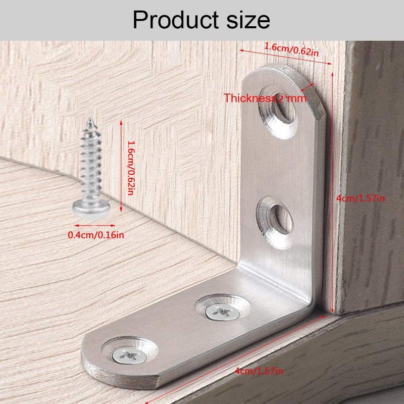 10 Piece L Shaped Brackets for Wood - Right Angle