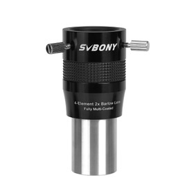 SVBONY SV216 Barlow Lens 2x 4-Ball 1.25" Telecentric FMC Coated Focal Extender for Planetary Photography and Astronomical Telescope
