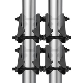 Antenna Mast Clamp 2 inch Pole to Pole Mounting Kits Heavy Duty Mast to Mast Bracket (2 Pack, L)