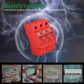 Wengart Surge Protection Device, DC1000V 3P 10-20kA 36mm DIN Rail Mount, Low Voltage Protection Device for Lightning Protection, Power Distribution and Control Devices