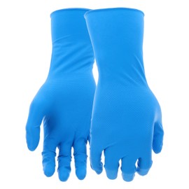 Grippaz Food Plus 8 Mil Nitrile 12" Disposable Gloves 48-Pack, Fish Scale Grip, Enhanced Fatty Food Handling, Blue, Large (67-308/L)