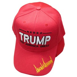 Trump Keep America Great Red Signature Red 100% Acrylic Embroidered Hat Cap