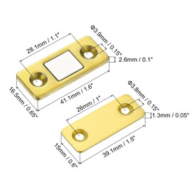 PATIKIL Cabinet Magnetic Catch, 2 Pack Stainless Steel Ultra Thin Adhesive Cabinet Door Magnetic Catch for Kitchen Drawer Closet Door Closing, Gold Tone