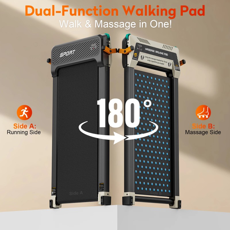 Akluer 2-in-1 Walking Pad Treadmill with Foot Massage Functioncolor: Black