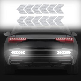 SUNBREATH Reflective Safety Warning Stripes Arrow Decals Car Trunk Rear Bumper Guard Body Stickers Decoration Universal 12PCS White