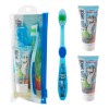 Kit De Higiene Bucal Infantil 1 Cepillo + 2 Crema Dental Azul