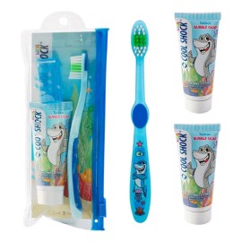 Kit De Higiene Bucal Infantil 1 Cepillo + 2 Crema Dental Azul