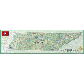 Tennessee State Map - 16.5 x 58.1 Inches - Paper Laminated