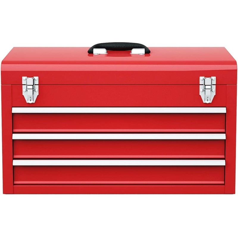 IRONMAX Portable Tool Box, Lockable Steel Tool Chest Cabinet w/