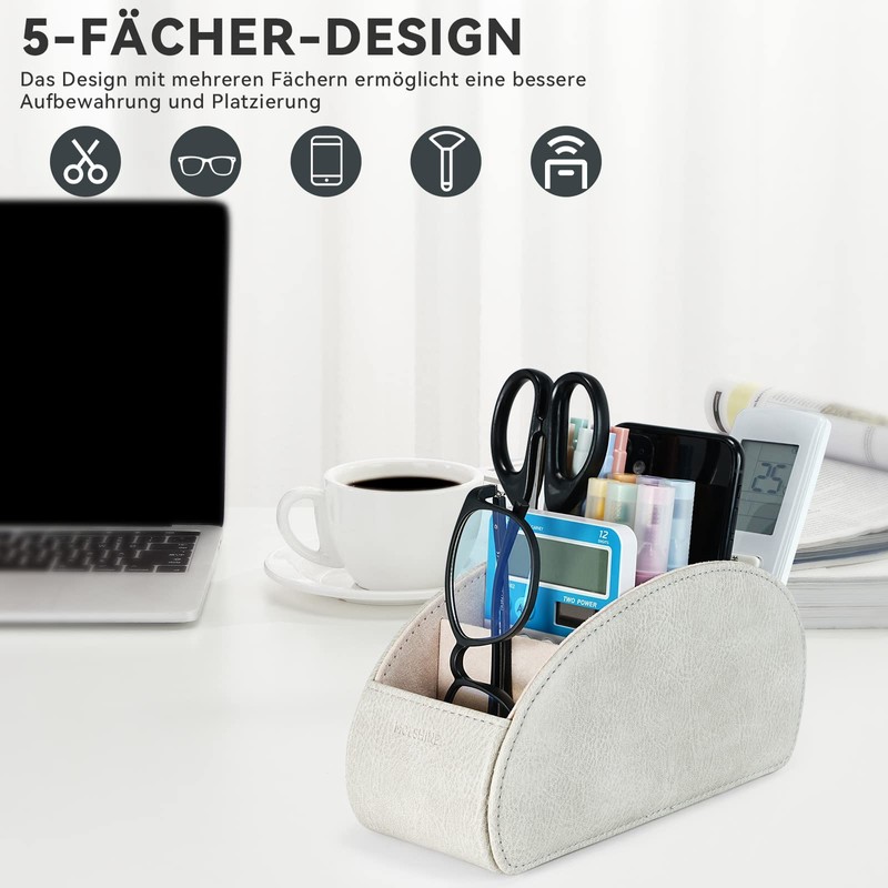 molshine Remote Control Holder with 5 Compartments, PU Leather Remote
