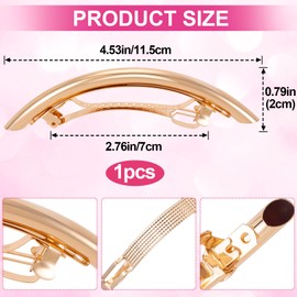 HINZIC 4.5inch Gold Hair Barrette Metal Large Hair Clip Vintage French Wedding Prom Valentines Formal Hair Accessories for Women Long Thick Hair