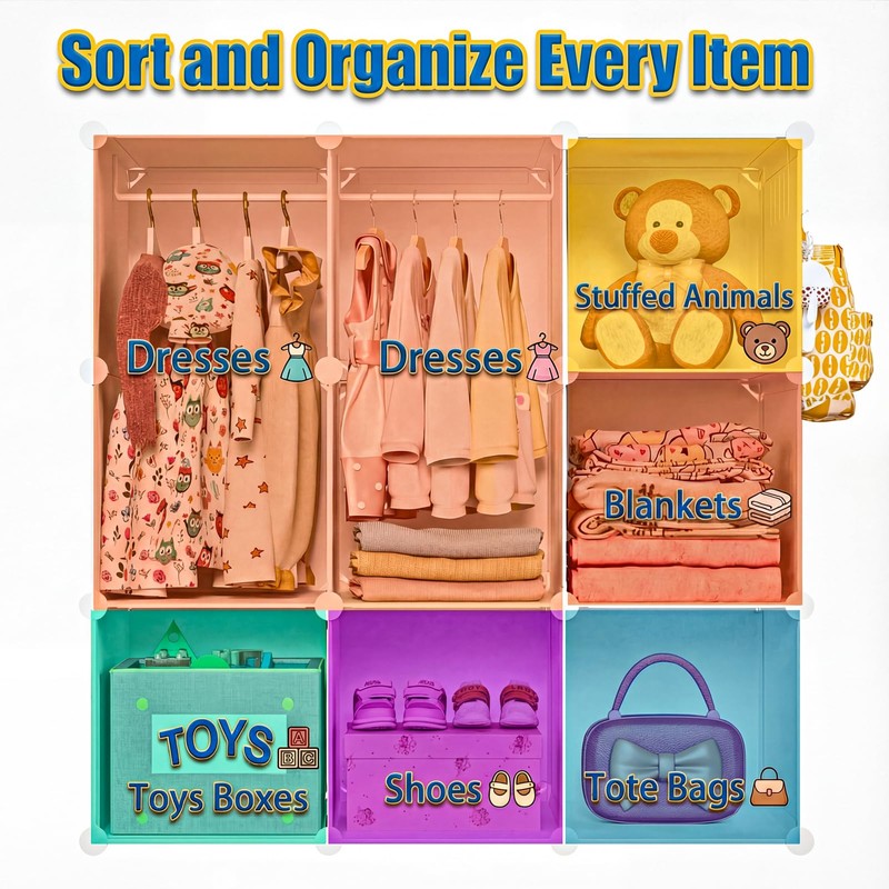 deijiner Portable Baby Wardrobe Closet Lightweight Kids Storage Organizer with