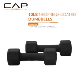 CAP Barbell Neoprene Dumbbell Weights, 10 lb Pair, Black