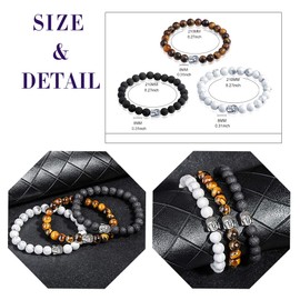 Feilok Buddha Charm Friendship Partner Bracelet Bangle Real Natural Stones (Spiritual Jewellery) Stretch Chakra Bracelet with Elegant Buddhism Pearl White, Stone Metal