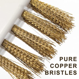 Kitchen Cleaning Scrub Brush - Deep Gas Stove Brass Wire Brushes with Stiff Bristles & Cooktop Scraper, Scrubber for Range Hood Grease Grime, Rust Cleaner for Pot Pan, Household Cleaning Tools