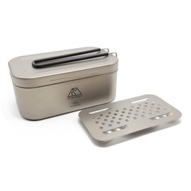 TITAN MANIA Mestin Rice Steaming Net Set, 3 Pieces, Titanium, Ultra Lightweight, 4.2 fl oz (1,200 ml), Graduated Cookware, Camping, Outdoors, Barbecues, Solo Camping, Camping Supplies, Storage Bag Included