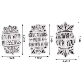 Hying Thanksgiving Words Clear Stamps for Card Making, Fall Pumpkin Leaves Rubber Stamps Blessing Words Transparent Stamp Seal for Crafting DIY Scrapbooking Photo Album Decorations