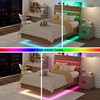 Feonase Floating Bed Frame Twin with Led Lights and Charging
