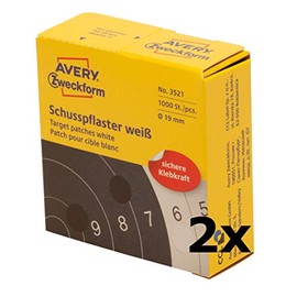 AVERY Zweckform 3521 Shot Plasters (Diameter 19 mm, Pre-Printed) 2 Rolls (White, Pack of 2000)