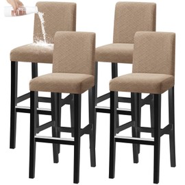 KELUINA Bar Chair Stool Covers, Stretch Removable Washable Chair Slipcover for Short Rotating Dining Chair Back Chair Bar Stool Chair (Sand, Set of 4)
