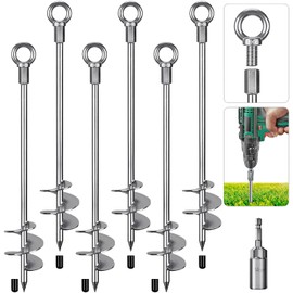 Insaga - Anclajes de Tierra de 30 Pulgadas a Tornillo de Alta Resistencia de 12mm de Acero Sólido, Cuchilla Espiral de 3 Pulgadas con Bor...