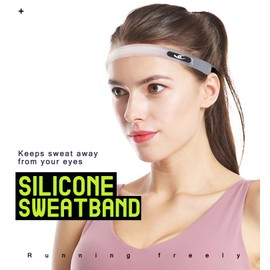 HiRui Sports Silicone Sweatband, Headband with Sweat-Guiding Channels Away from Eyes, Soft and Flexible, Universal Fit with Elastic Strap, Helmet-Compatible (Translucent White (1PCS))