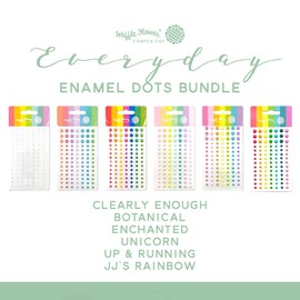 Waffle Flower Everyday Enamel Dots Bundle - Each Set has 98 self-adhering Enamel dots. Each Column has 3 dots Sized at 6mm/0.236", and 11 Sized at 4mm/0.157"