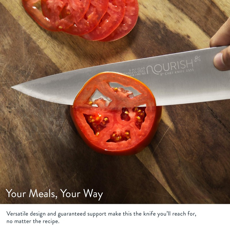 GreaterGoods Chef Knives, Ergonomic Handle, Durable Kitchen Knives w/Balanced Design
