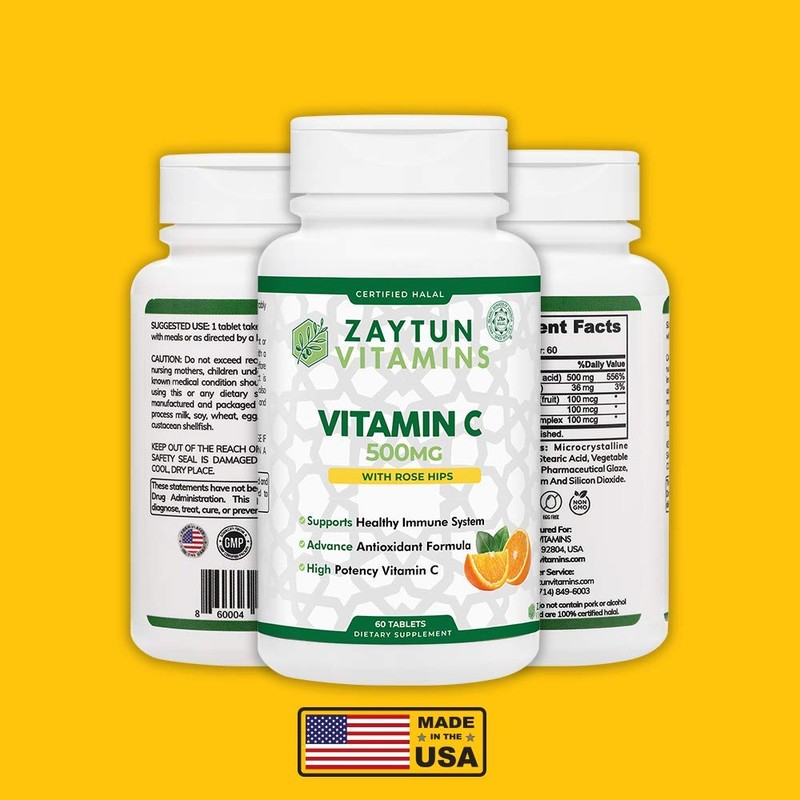 Zaytun Vitamins Halal Vitamin C 500mg Tablets with Rose Hips