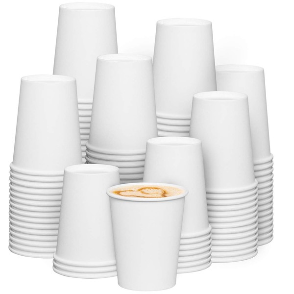 [300 Count - 8 oz.] White Paper 320gsm Hot Coffee Cups