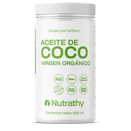 Nutrathy Aceite de Coco Virgen Orgánico 930ml. Chemical Free, Raw, Plant BAsed, Gluten Free, NON GMO. Prensado en Frio.