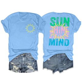 Salty Beach Oversized Shirt Women Hawaiian Beach Shirts Sunshine Graphic Tee Summer Vacation Tees Tops