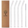 ALINK Glass Smoothie Straws, Reusable Clear Bent 9 in X