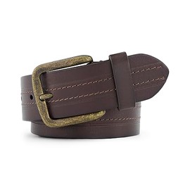 Frye Men's 40mm Leather Heat Press with Stitch Detail Belt, Dark Brown, 40