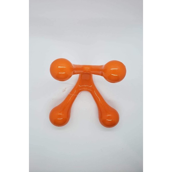 Four Point Hand-Held Massage Tool Easy Palm Fit with Knobs for Gentle Pressure Point Massage! (Orange)